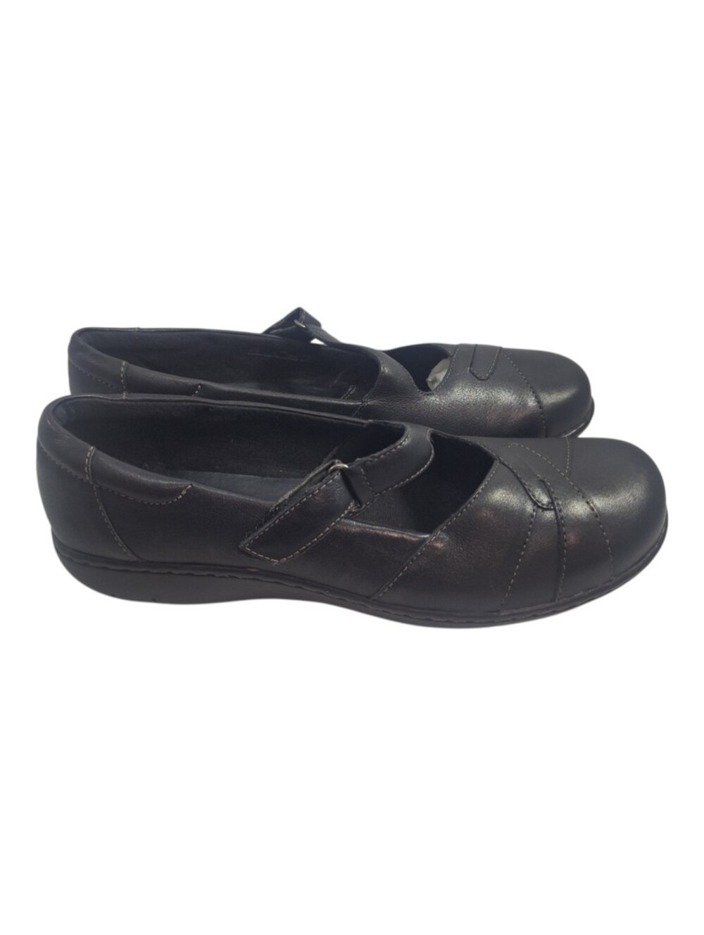 Clarks Bendables Womens 10M Black Leather Mary Jane Flats Comfort Shoes 34867